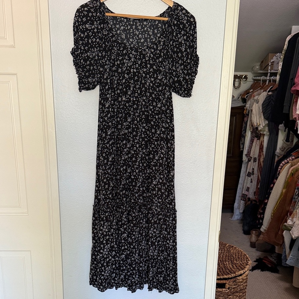 Hatch Black Floral Maxi Dress
